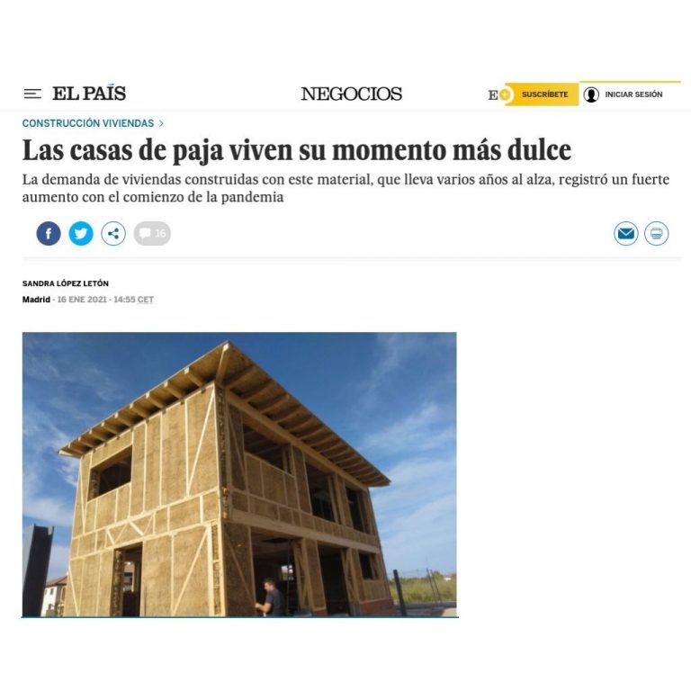 Artículo «Las casas de paja viven su momento más dulce» en El País